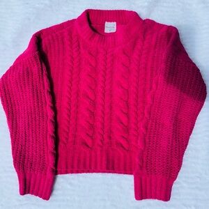 Abercrombie Kids Bright Pink Cable Knit Sweater